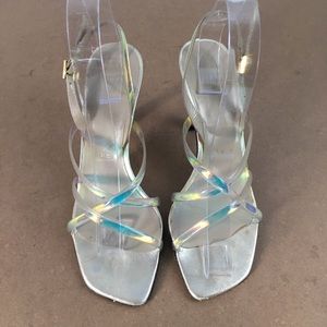 Stuart Weitzman Holographic Heeled Sandals 6.5